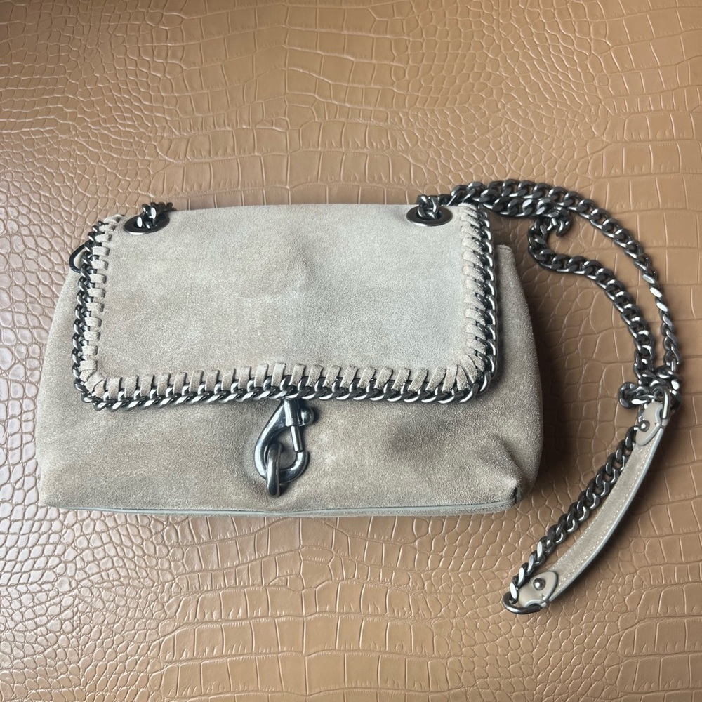 Rebecca Minkoff Edie Xbody With Woven Chain Crossbody Bag MSRP $248 SANDRIFT
